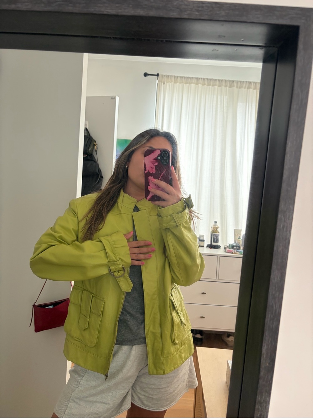 Terry Lewis Classic Luxuries Chartreuse Leather Zip Jacket
